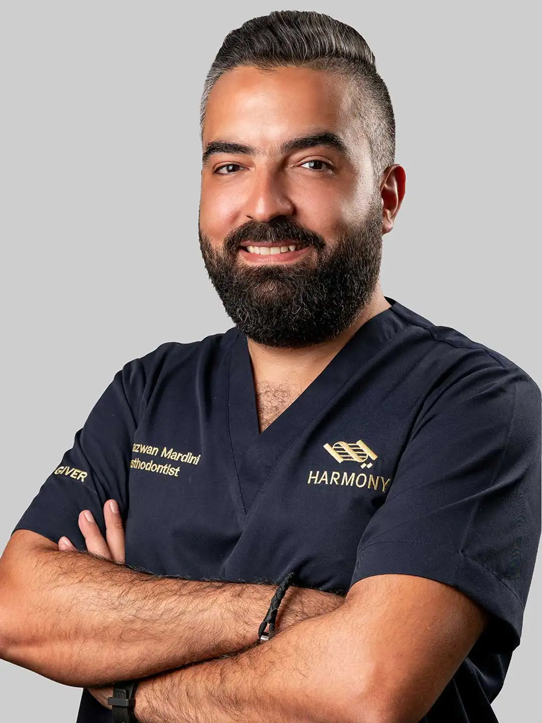 Portrait of Dr. Ghazwan Adnan Safar Mardini - Specialist Prosthodontist at Harmony Medical Center in MBZ City, Abu Dhabi