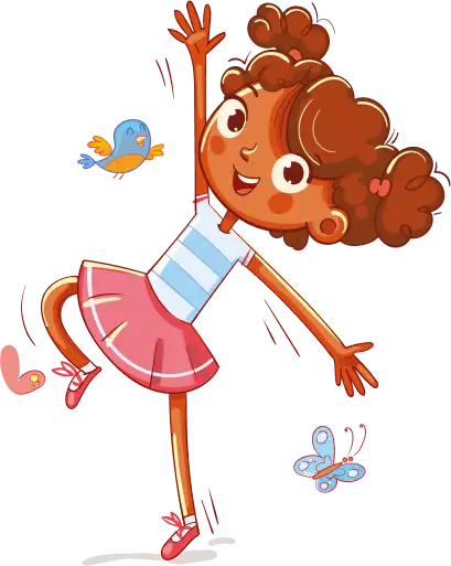 Cartoon image of a happy girl smiling.